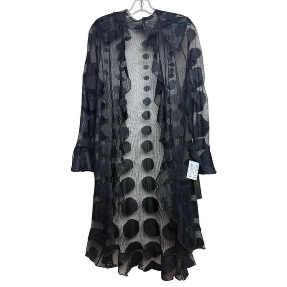 I.C. by Connie K Black Sheer Circles Jacket Cover NWT Sz. M - Picture 1 of 5